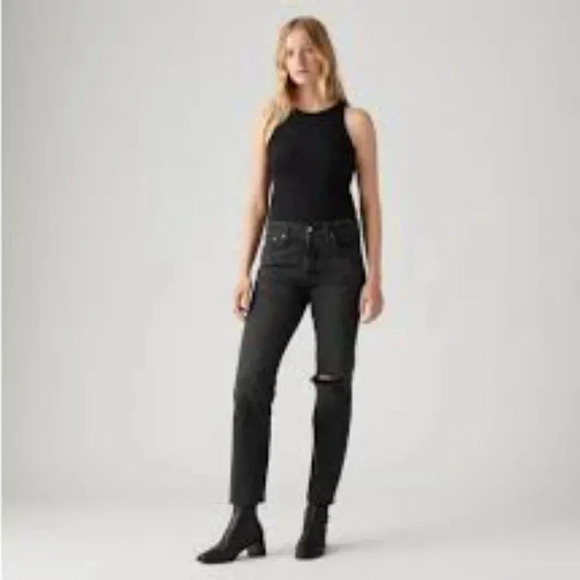 Levi's Wedgie Straight Fit High Rise Jeans After  Sunset Black 34964-0146 27 - Picture 2 of 14
